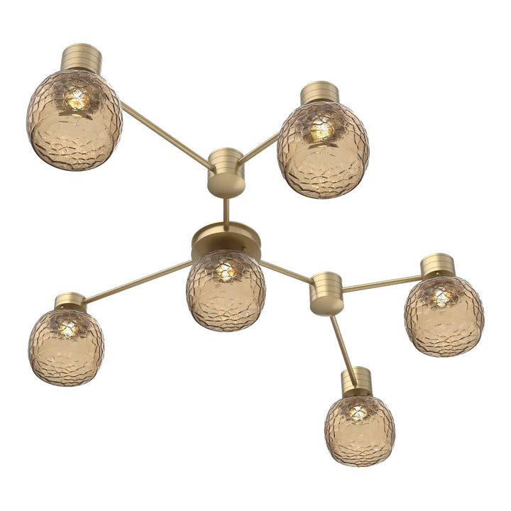 Vessel Hub &amp; Spoke by Hammerton Studio in Gilded Brass with Bronze glass (6 Light Linear)