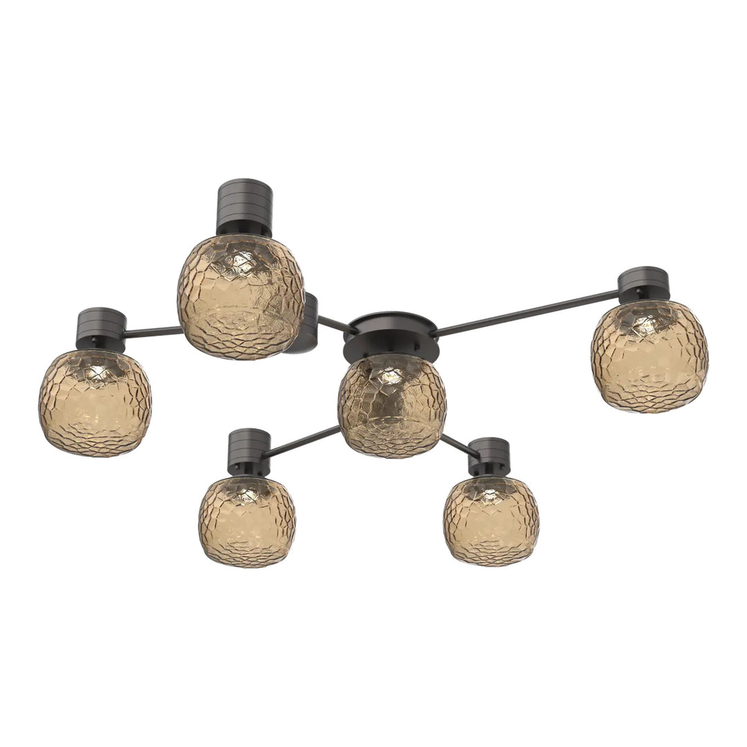 Vessel Hub &amp; Spoke by Hammerton Studio in Graphite with Bronze glass (6 Light Round)