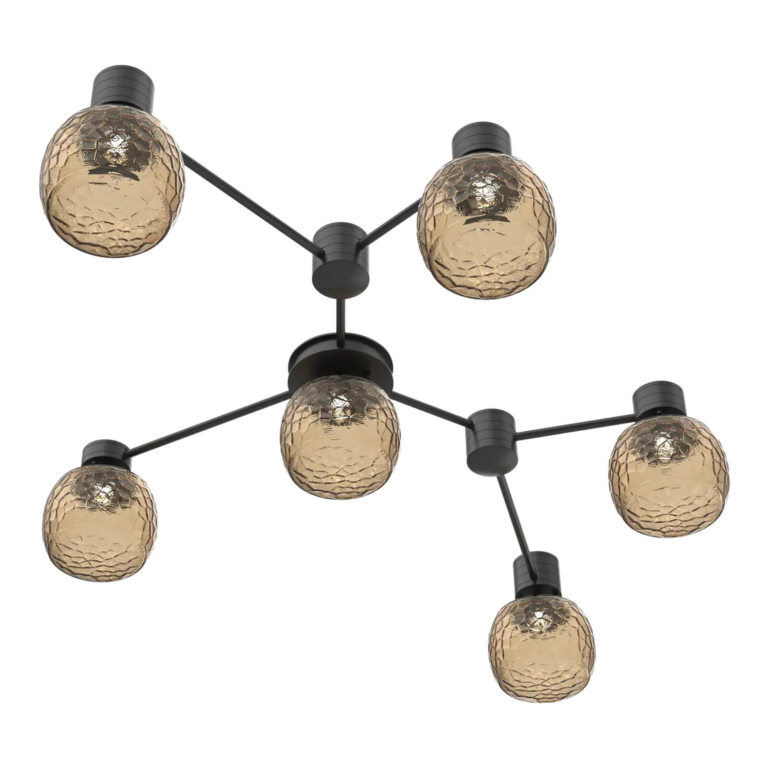Vessel Hub & Spoke by Hammerton Studio in Matte Black with Bronze glass (6 Light Linear)