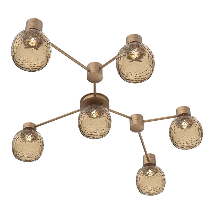 Vessel Hub &amp; Spoke by Hammerton Studio in Novel Brass with Bronze glass (6 Light Linear)