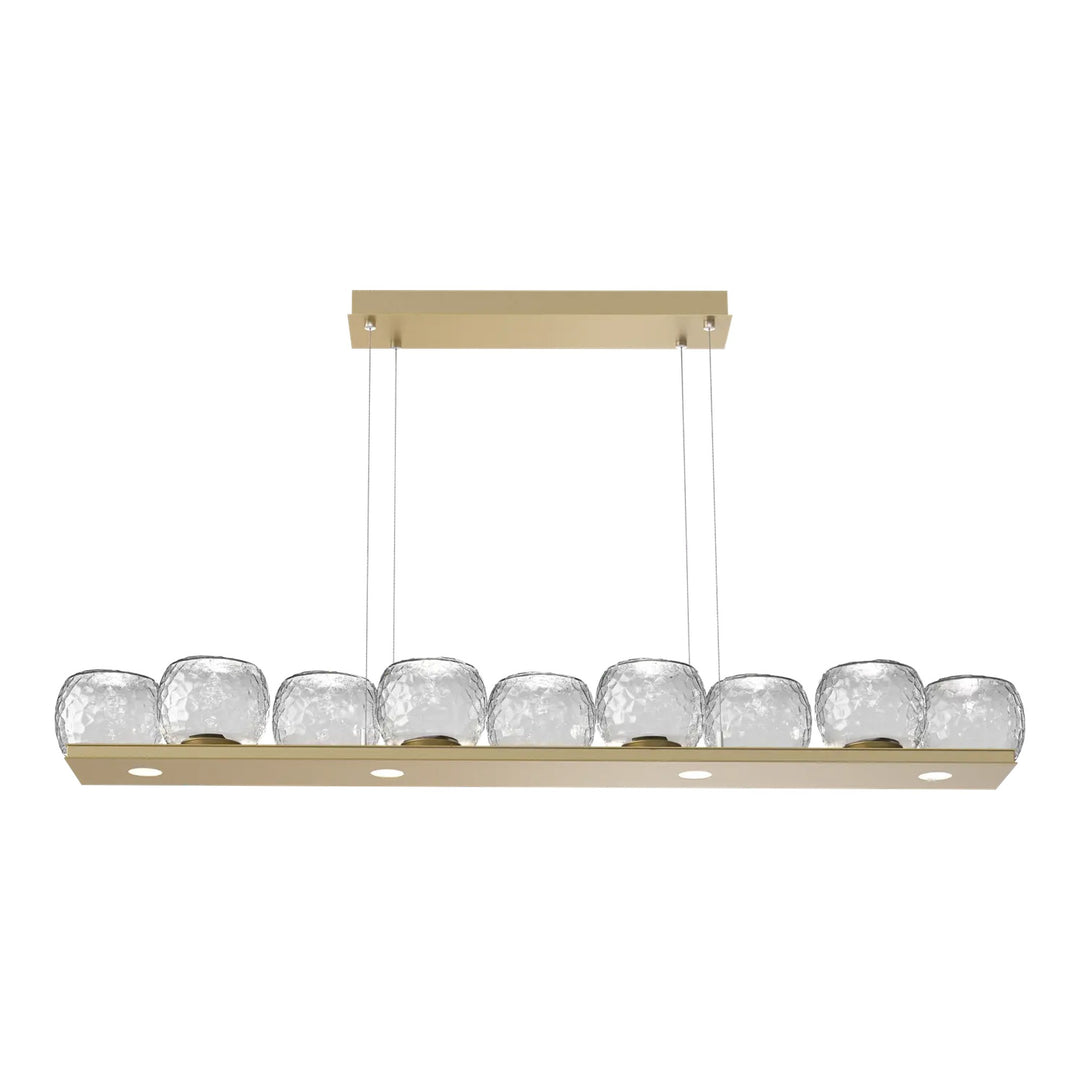 Vessel Linear Chandelier by Hammerton Studio in Gilded Brass with Clear glass