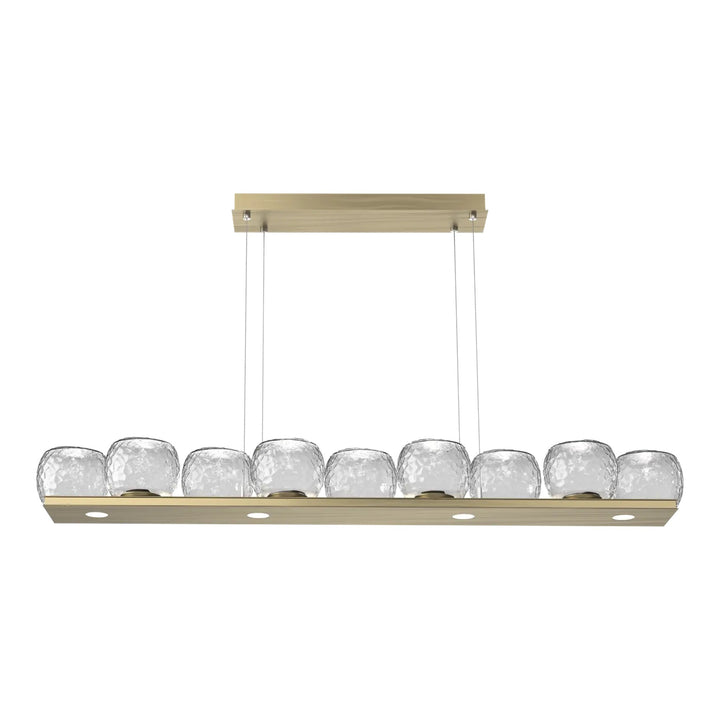 Vessel Linear Chandelier by Hammerton Studio in Heritage Brass with Clear glass