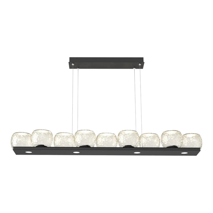 Vessel Linear Chandelier by Hammerton Studio in Matte Black with Amber glass