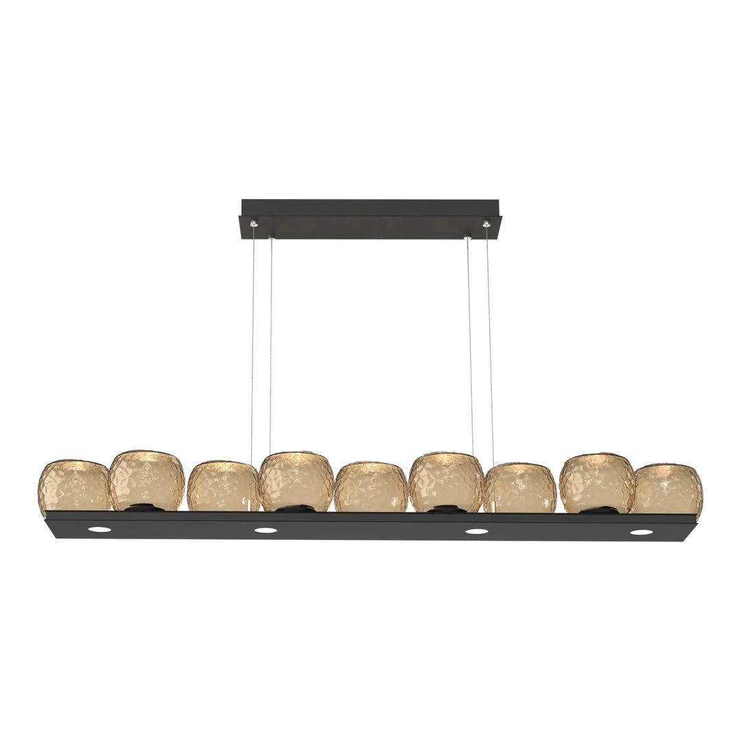 Vessel Linear Chandelier by Hammerton Studio in Matte Black with Bronze glass