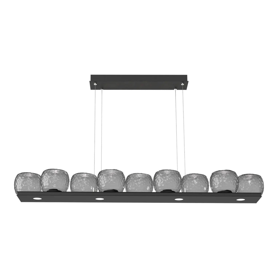 Vessel Linear Chandelier by Hammerton Studio in Matte Black with Smoke glass