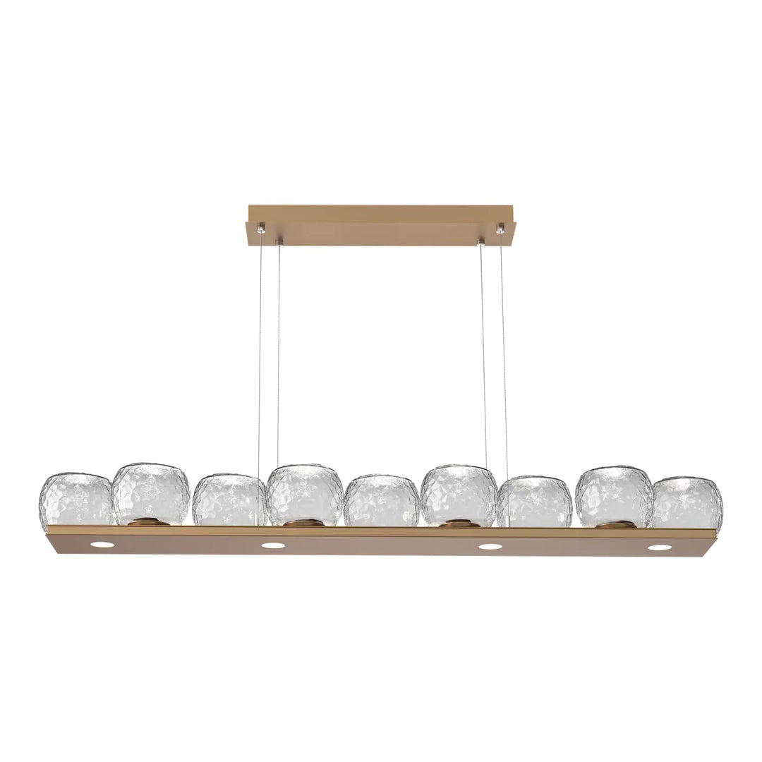 Vessel Linear Chandelier by Hammerton Studio in Novel Brass with Clear glass