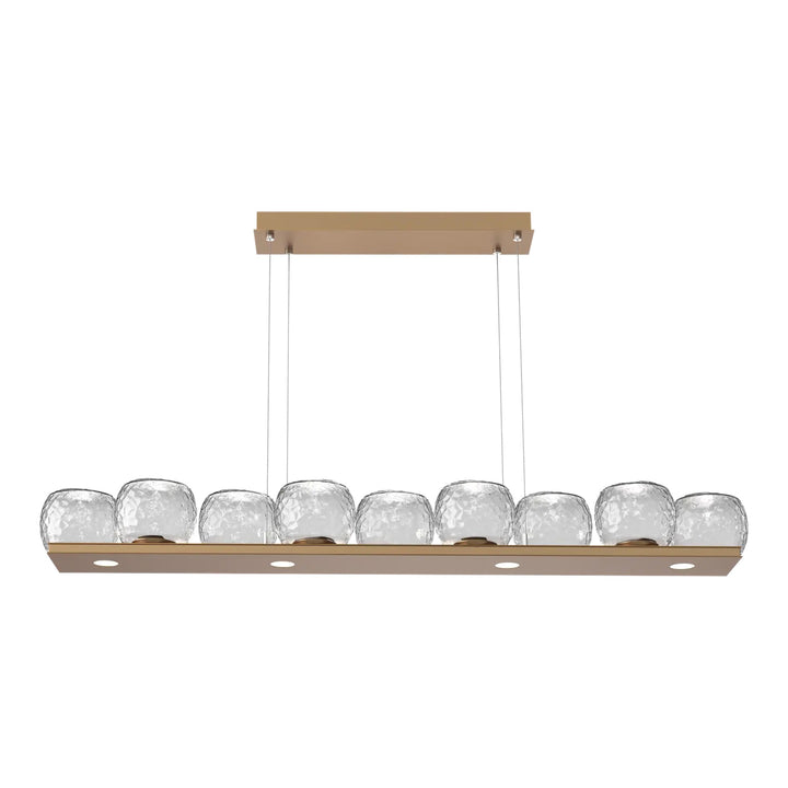 Vessel Linear Chandelier by Hammerton Studio in Novel Brass with Clear glass