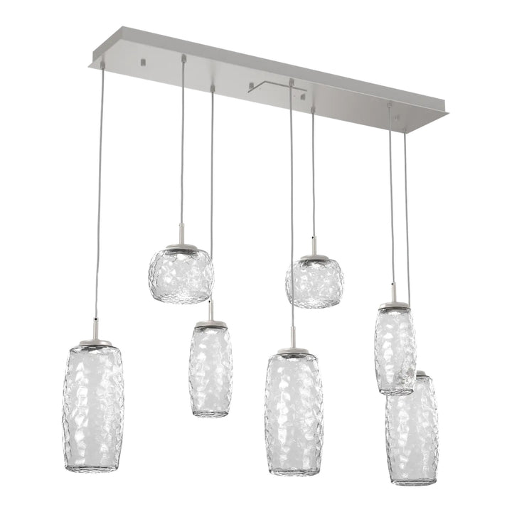 Vessel Linear Pendant Chandelier by Hammerton Studio in Beige Silver with Clear glass (7 Lights)