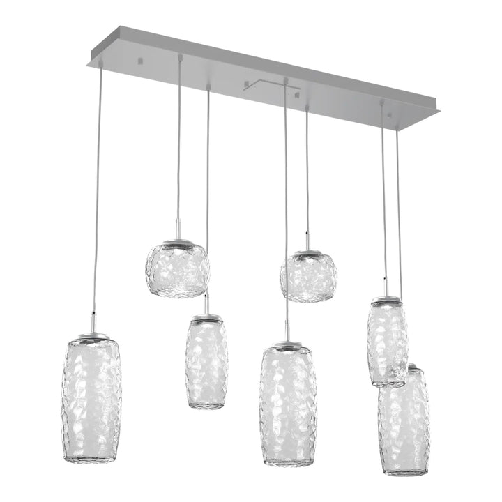 Vessel Linear Pendant Chandelier by Hammerton Studio in Classic Silver with Clear glass (7 Lights)