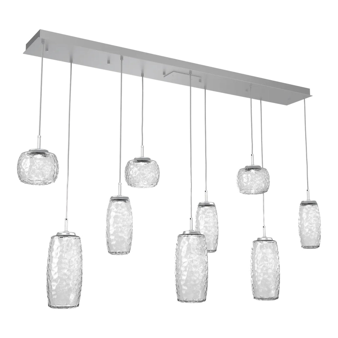 Vessel Linear Pendant Chandelier by Hammerton Studio in Classic Silver with Clear glass (9 Lights)