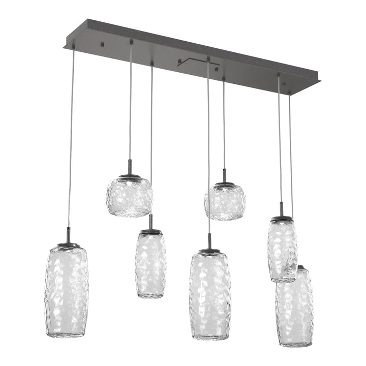 Vessel Linear Pendant Chandelier by Hammerton Studio in Graphite with Clear glass (7 Lights)