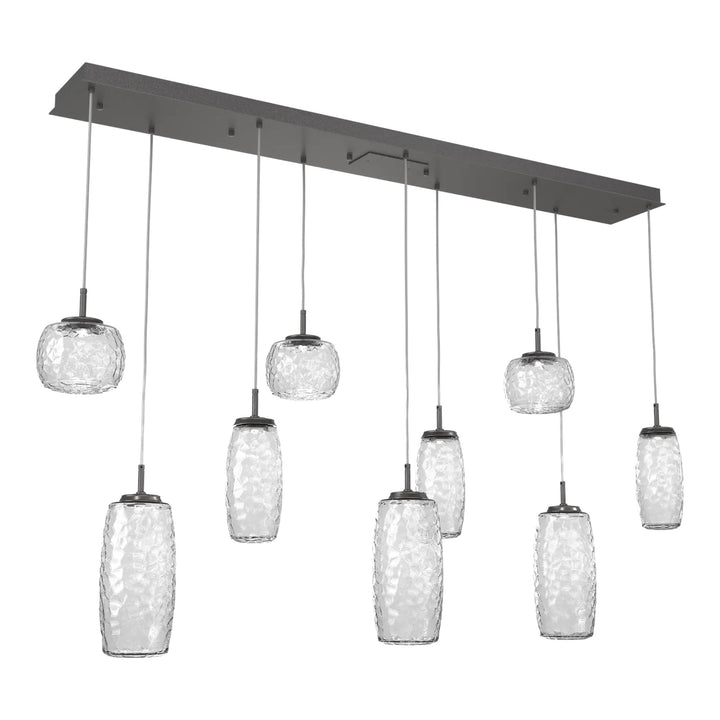 Vessel Linear Pendant Chandelier by Hammerton Studio in Graphite with Clear glass (9 Lights)