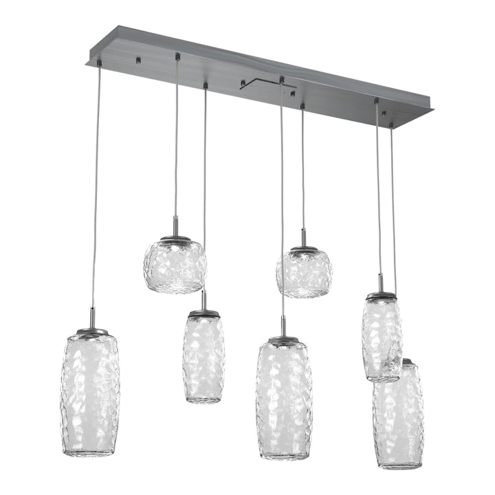 Vessel Linear Pendant Chandelier by Hammerton Studio in Gunmetal with Clear glass (7 Lights)