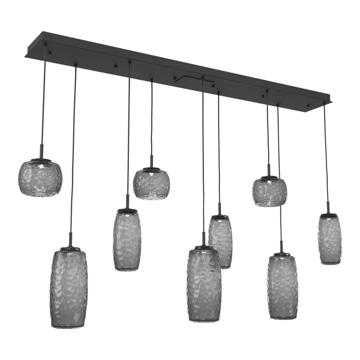 Vessel Linear Pendant Chandelier by Hammerton Studio in Matte Black with Smoke glass