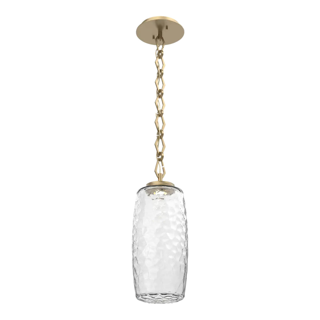Vessel Pendant by Hammerton Studio in Gilded Brass with Clear glass on Diamond Chain