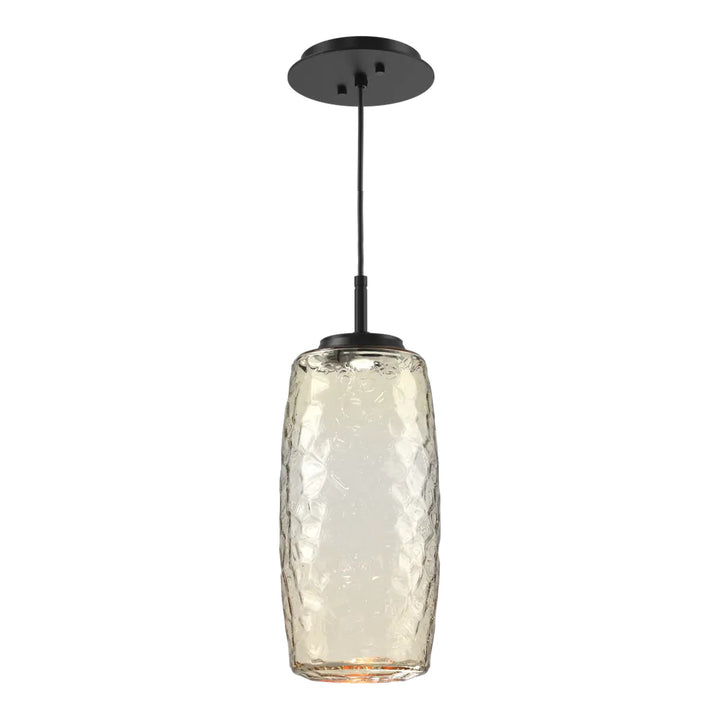 Vessel Pendant by Hammerton Studio in Matte Black with Amber glass