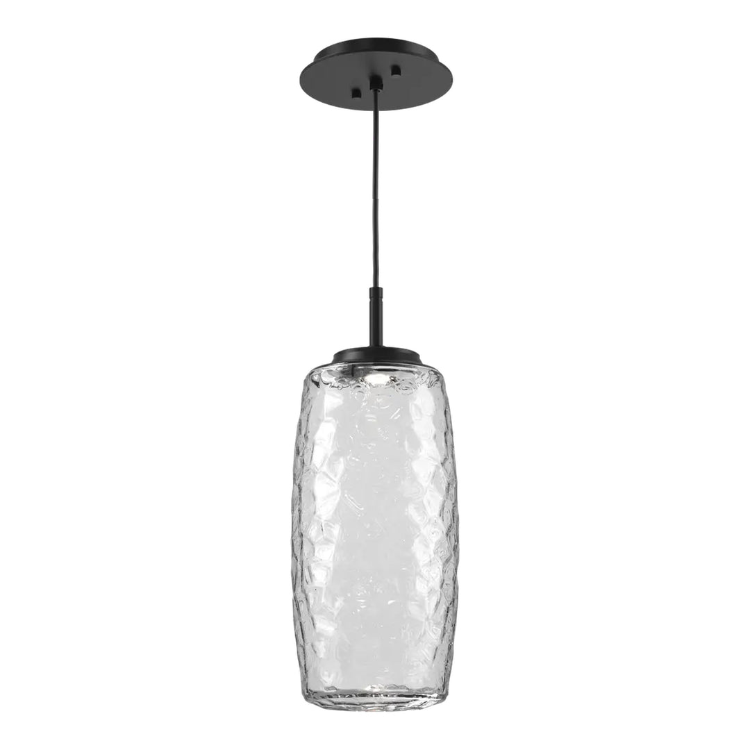 Vessel Pendant by Hammerton Studio in Matte Black with Clear glass on adjustable cord