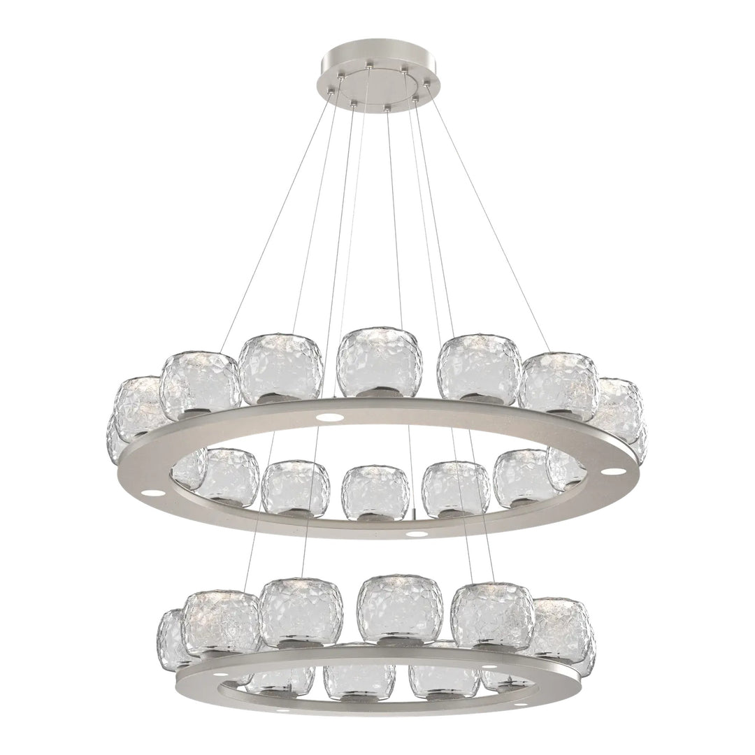 Vessel Ring Chandelier by Hammerton Studio in Beige Silver with Clear glass (Two-Tier)