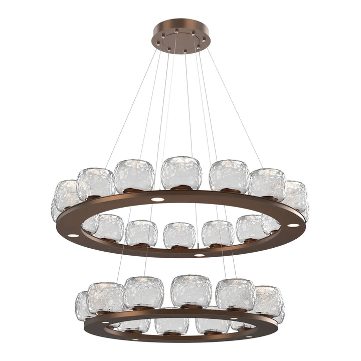 Vessel Ring Chandelier by Hammerton Studio in Burnished Bronze with Clear glass (Two-Tier)