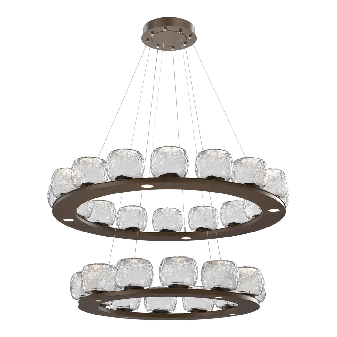 Vessel Ring Chandelier by Hammerton Studio in Flat Bronze with Clear glass (Two-Tier)
