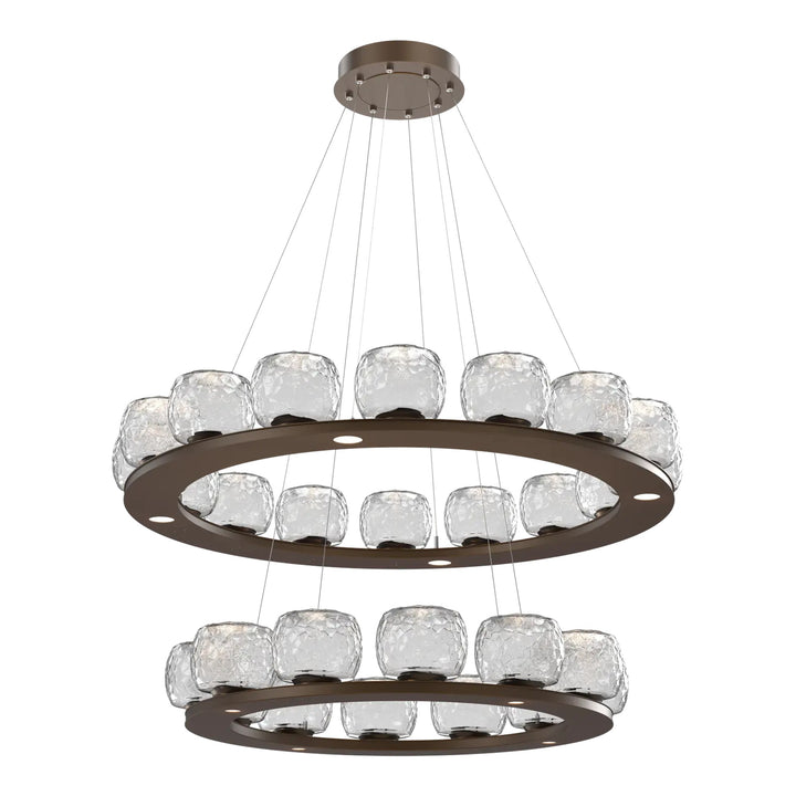 Vessel Ring Chandelier by Hammerton Studio in Flat Bronze with Clear glass (Two-Tier)