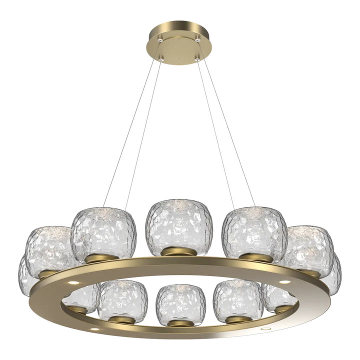 Vessel Ring Chandelier by Hammerton Studio in Gilded Brass with Clear glass (Medium)