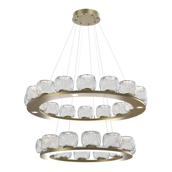 Vessel Ring Chandelier by Hammerton Studio in Gilded Brass with Clear glass (Two-Tier)