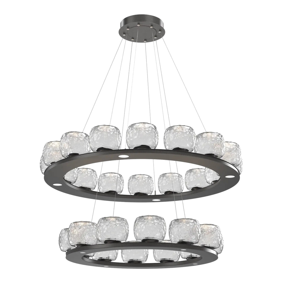 Vessel Ring Chandelier by Hammerton Studio in Graphite with Clear glass (Two-Tier)