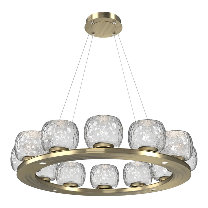 Vessel Ring Chandelier by Hammerton Studio in Heritage Brass with Clear glass (Medium)