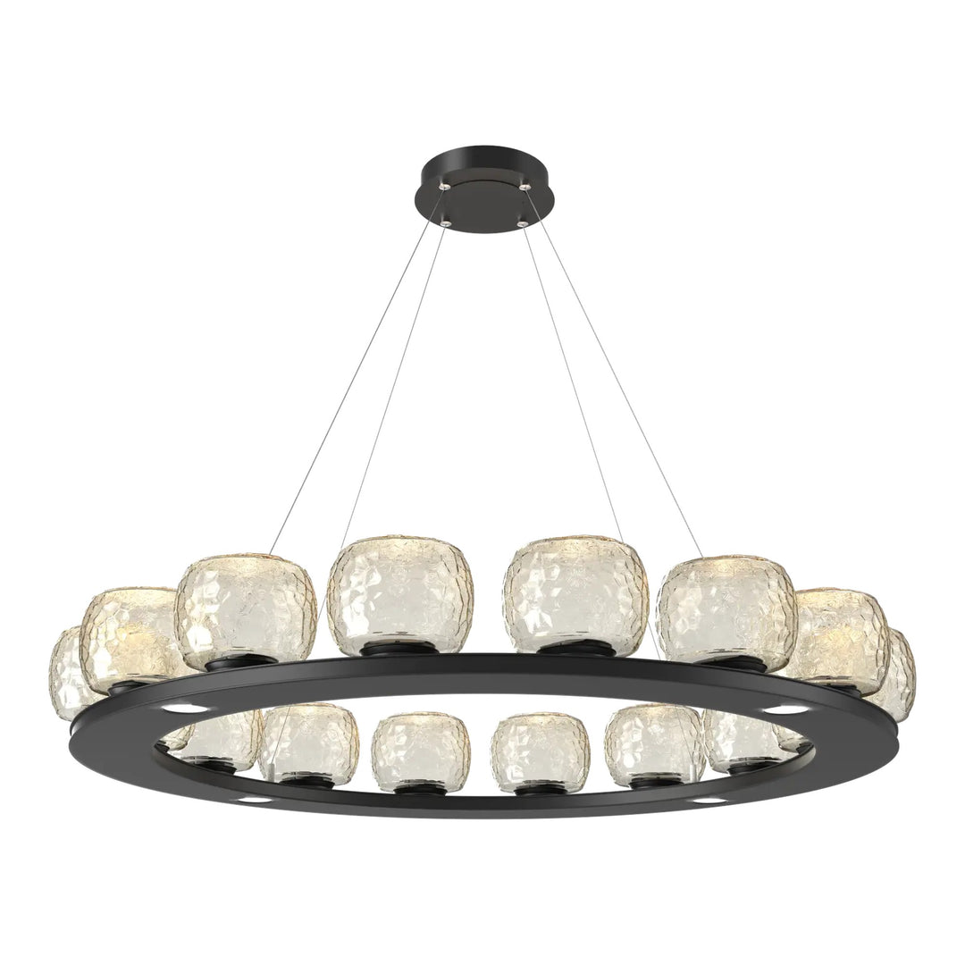 Vessel Ring Chandelier by Hammerton Studio in Matte Black with Amber glass
