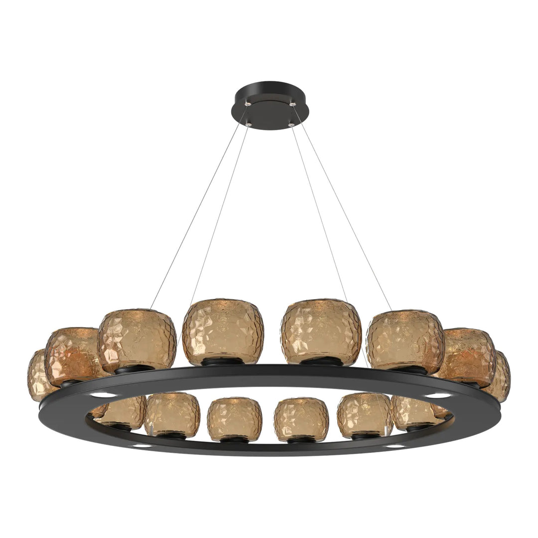 Vessel Ring Chandelier by Hammerton Studio in Matte Black with Bronze glass