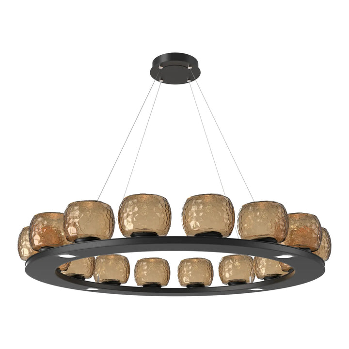 Vessel Ring Chandelier by Hammerton Studio in Matte Black with Bronze glass