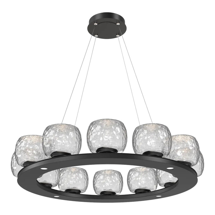 Vessel Ring Chandelier by Hammerton Studio in Matte Black with Clear glass (Medium)