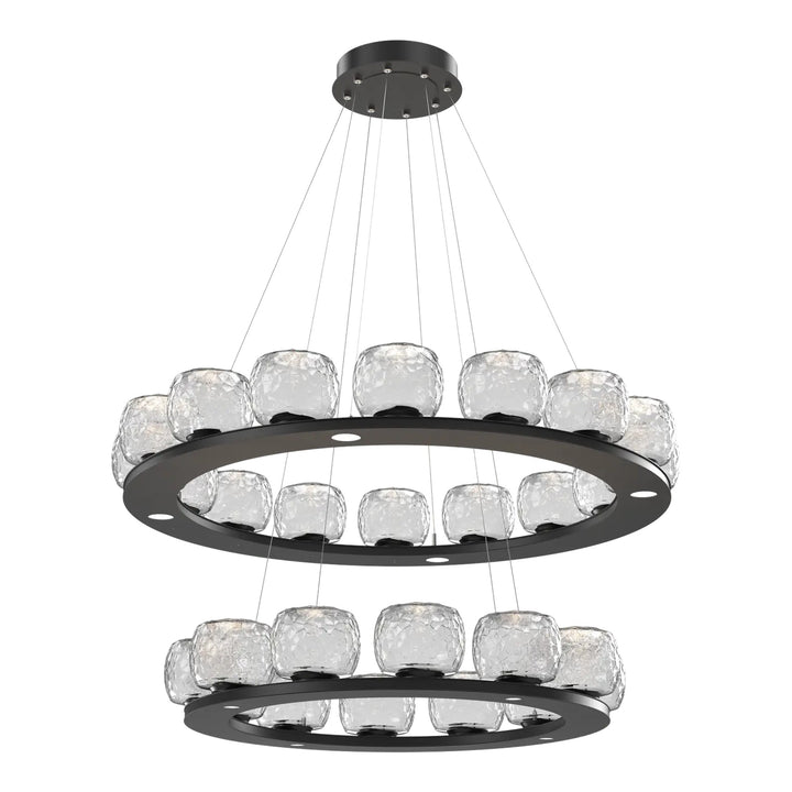 Vessel Ring Chandelier by Hammerton Studio in Matte Black with Clear glass (Two-Tier)