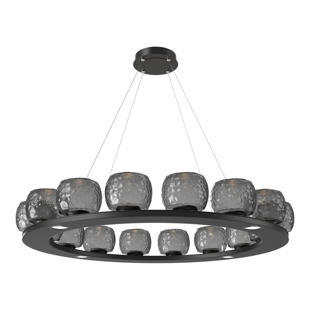 Vessel Ring Chandelier by Hammerton Studio in Matte Black with Smoke glass