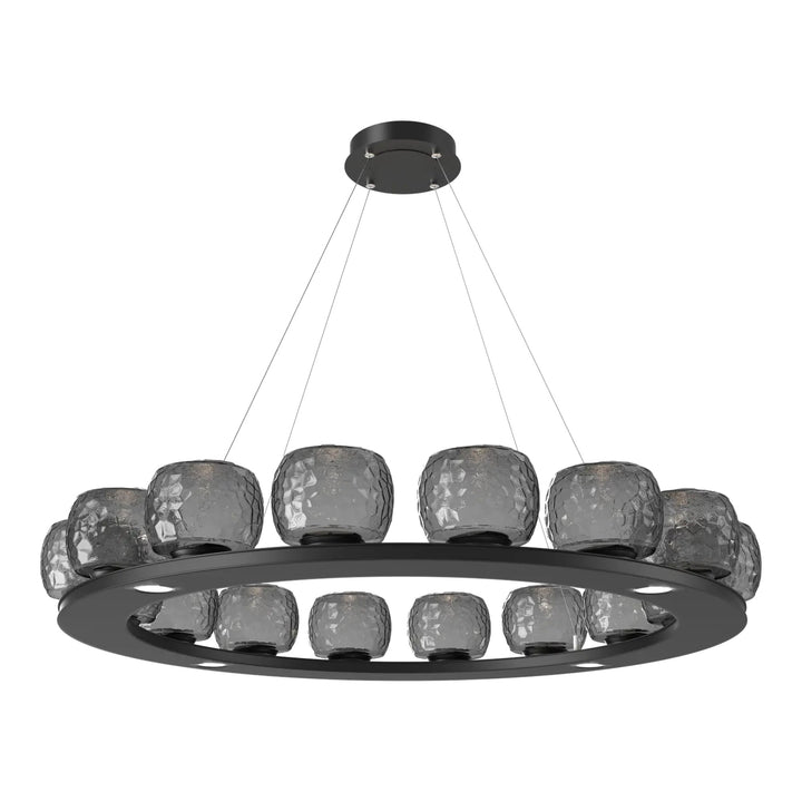 Vessel Ring Chandelier by Hammerton Studio in Matte Black with Smoke glass