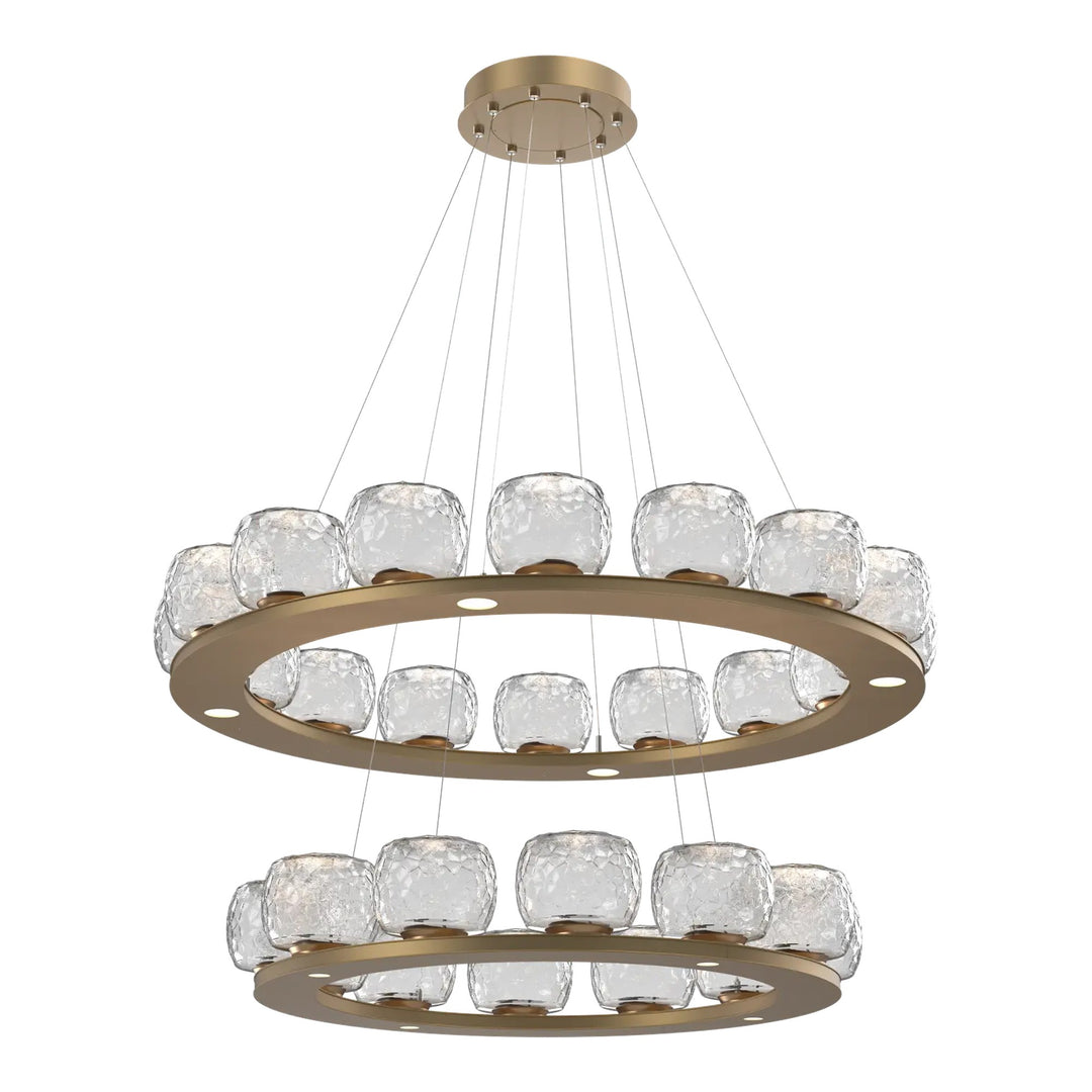 Vessel Ring Chandelier by Hammerton Studio in Novel Brass with Clear glass (Two-Tier)