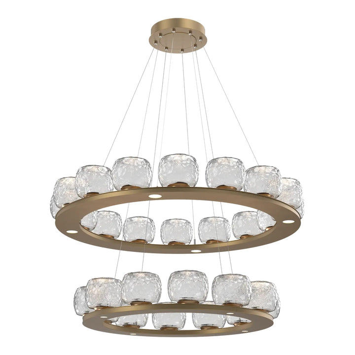 Vessel Ring Chandelier by Hammerton Studio in Novel Brass with Clear glass (Two-Tier)