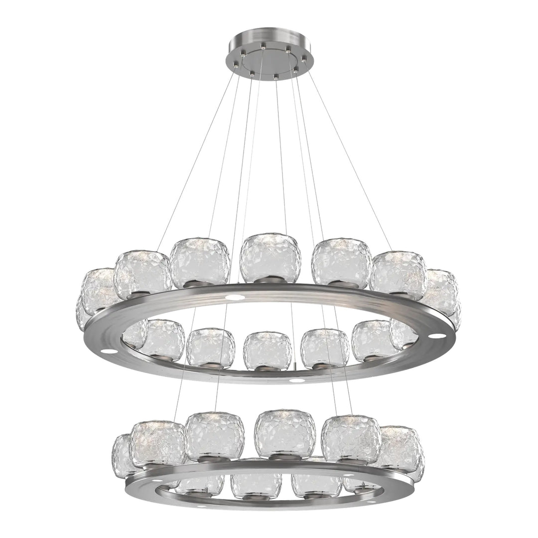 Vessel Ring Chandelier by Hammerton Studio in Satin Nickel with Clear glass (Two-Tier)