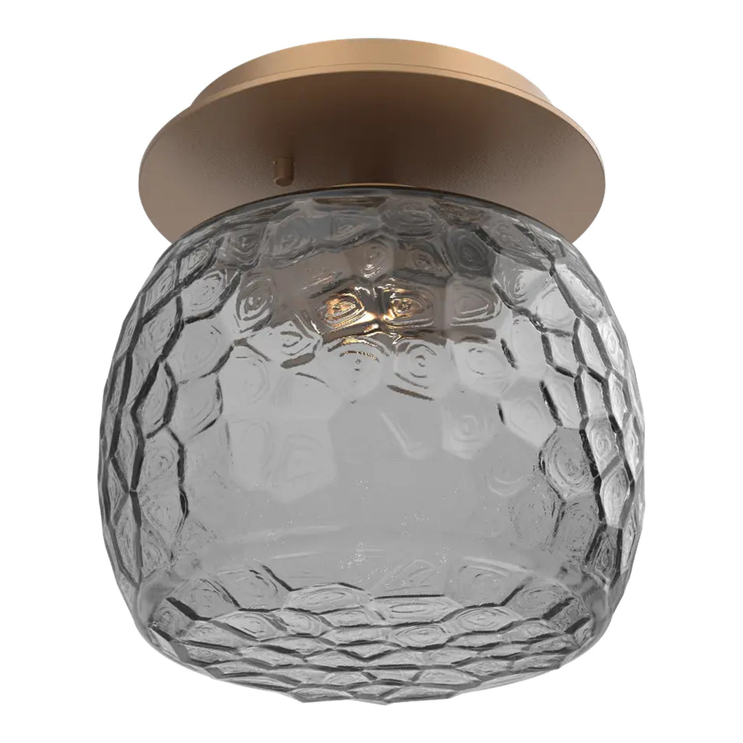 Vessel Single Glass Sconce &amp; Flush Mount by Hammerton Studio in Novel Brass with Smoke glass