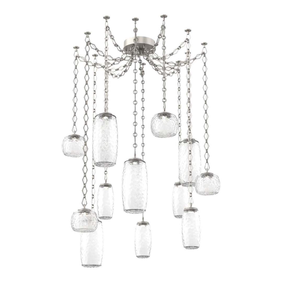 Vessel Swag Chandelier by Hammerton Studio in Beige Silver with Clear glass on Diamond Chain (12 Lights)