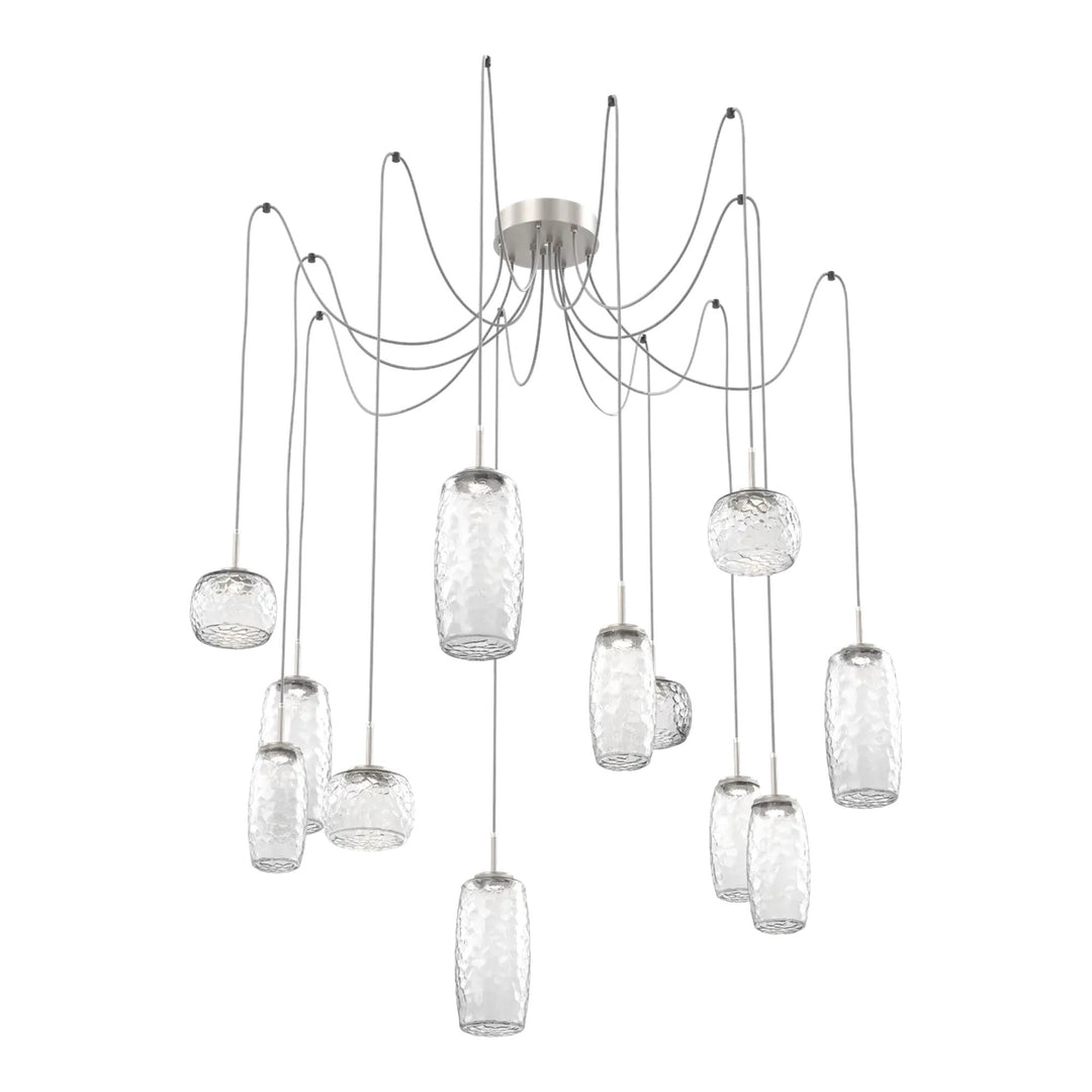 Vessel Swag Chandelier by Hammerton Studio in Beige Silver with Clear glass on adjustable cord (12 Lights)