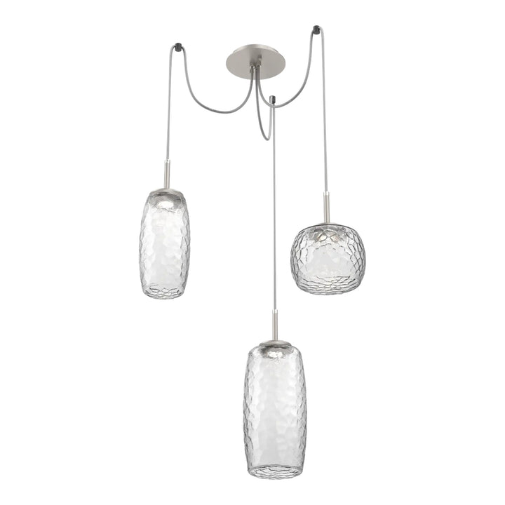 Vessel Swag Chandelier by Hammerton Studio in Beige Silver with Clear glass on adjustable cord (3 Lights)