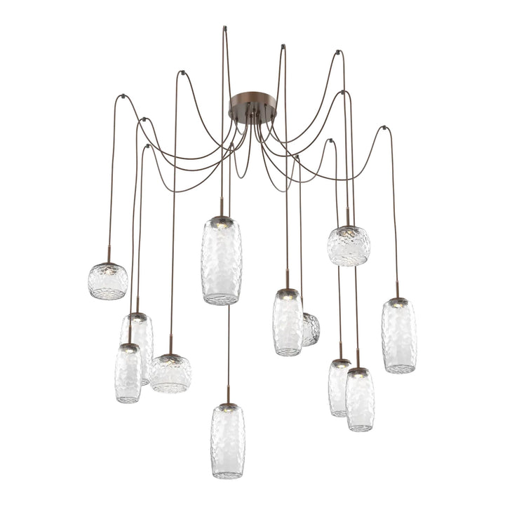 Vessel Swag Chandelier by Hammerton Studio in Burnished Bronze with Clear glass on adjustable cord (12 Lights)