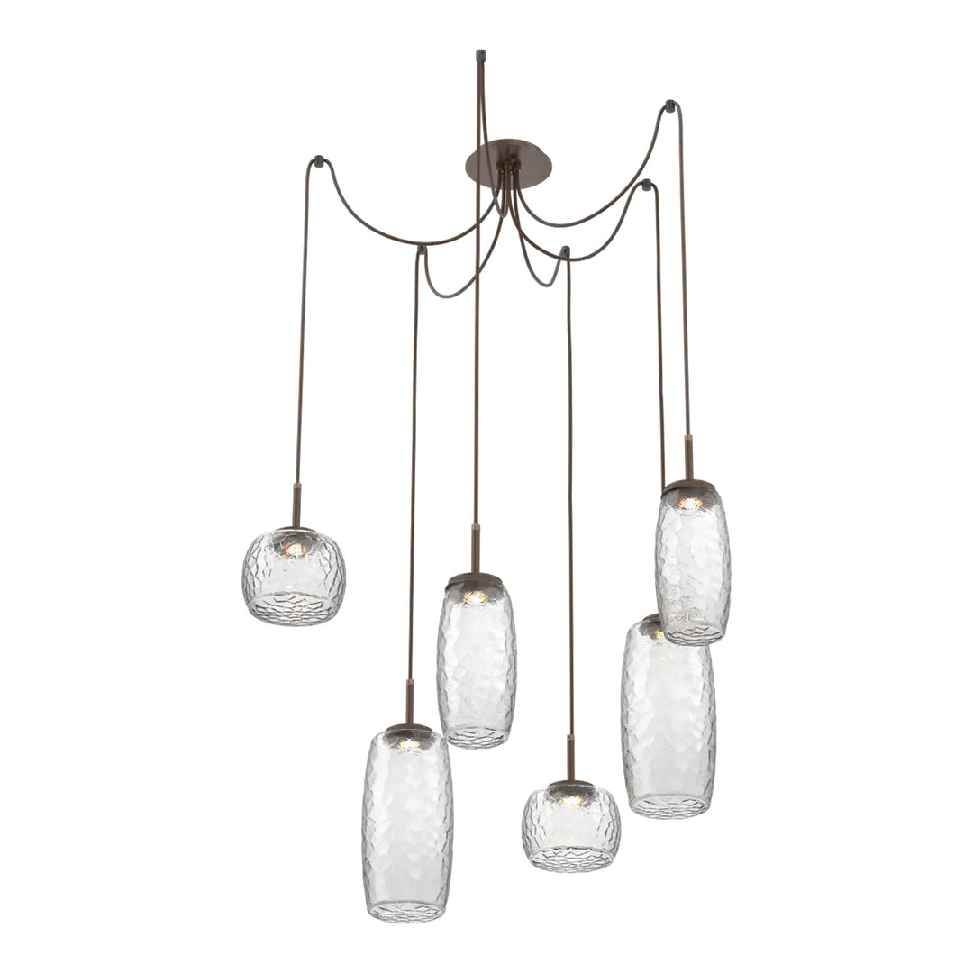 Vessel Swag Chandelier by Hammerton Studio in Burnished Bronze with Clear glass on adjustable cord (6 Lights)