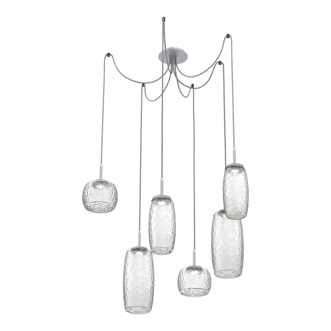 Vessel Swag Chandelier by Hammerton Studio in Classic Silver with Clear glass on adjustable cord (6 Lights)