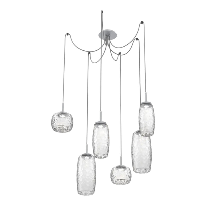 Vessel Swag Chandelier by Hammerton Studio in Classic Silver with Clear glass on adjustable cord (6 Lights)