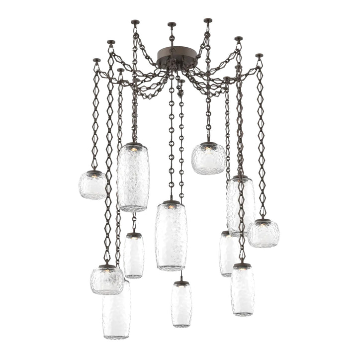 Vessel Swag Chandelier by Hammerton Studio in Flat Bronze with Clear glass on Diamond Chain (12 Lights)