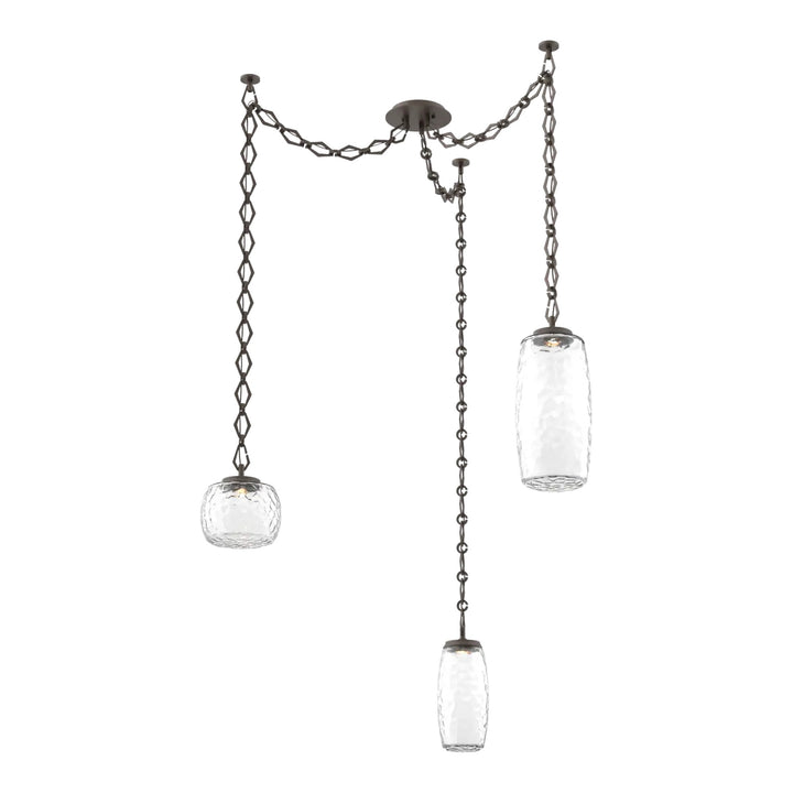 Vessel Swag Chandelier by Hammerton Studio in Flat Bronze with Clear glass on Diamond Chain (3 Lights)