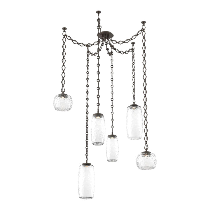 Vessel Swag Chandelier by Hammerton Studio in Flat Bronze with Clear glass on Diamond Chain (6 Lights)